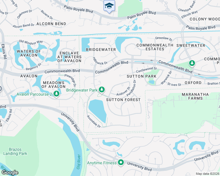 map of restaurants, bars, coffee shops, grocery stores, and more near 4810 Cambridge Street in Sugar Land