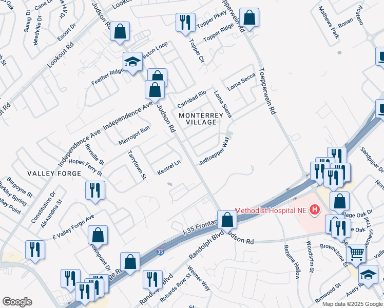 map of restaurants, bars, coffee shops, grocery stores, and more near 12919 Camino Carlos in San Antonio
