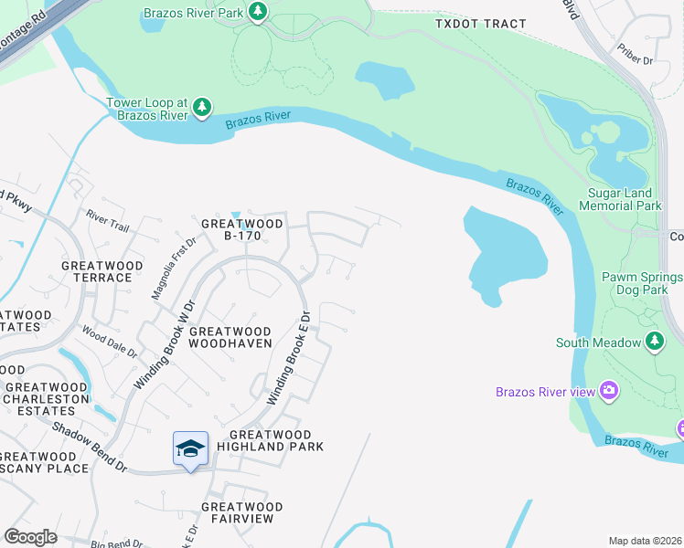 map of restaurants, bars, coffee shops, grocery stores, and more near 1807 Stoneleigh Court in Sugar Land