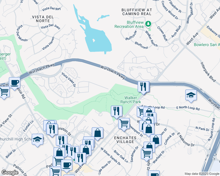 map of restaurants, bars, coffee shops, grocery stores, and more near 703 Sycamore Moon in San Antonio