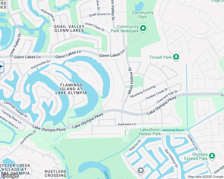 map of restaurants, bars, coffee shops, grocery stores, and more near 4314 Lakeshore Forest Drive in Missouri City