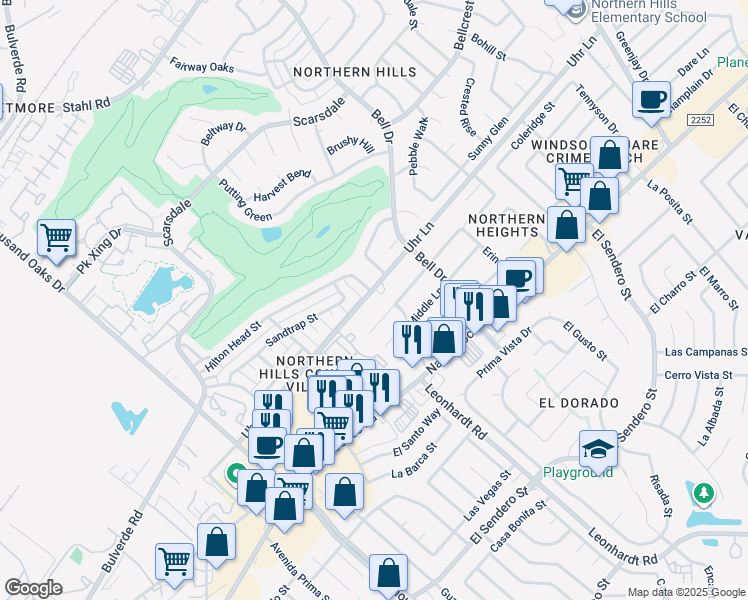 map of restaurants, bars, coffee shops, grocery stores, and more near 12716 Uhr Lane in San Antonio