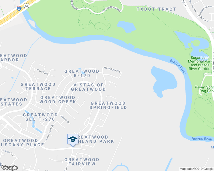 map of restaurants, bars, coffee shops, grocery stores, and more near 1807 Rockwall Court in Sugar Land