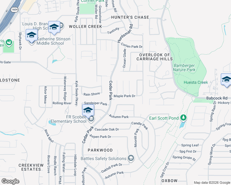 map of restaurants, bars, coffee shops, grocery stores, and more near 12803 Hunting Bear in San Antonio