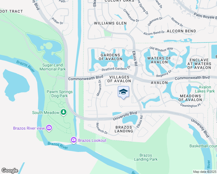 map of restaurants, bars, coffee shops, grocery stores, and more near 5915 Bayberry Way in Sugar Land