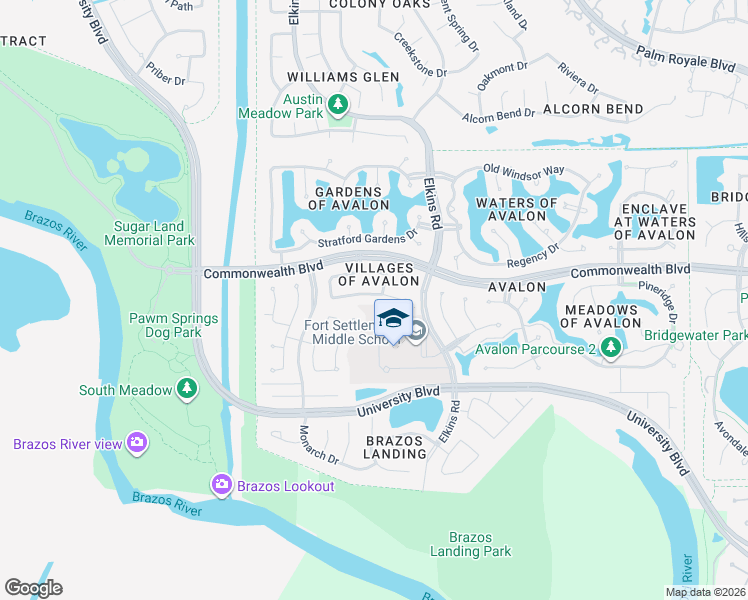 map of restaurants, bars, coffee shops, grocery stores, and more near 5407 Cranston Court in Sugar Land