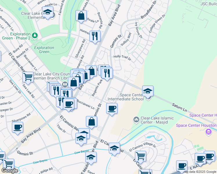 map of restaurants, bars, coffee shops, grocery stores, and more near 1330 Gemini Avenue in Houston