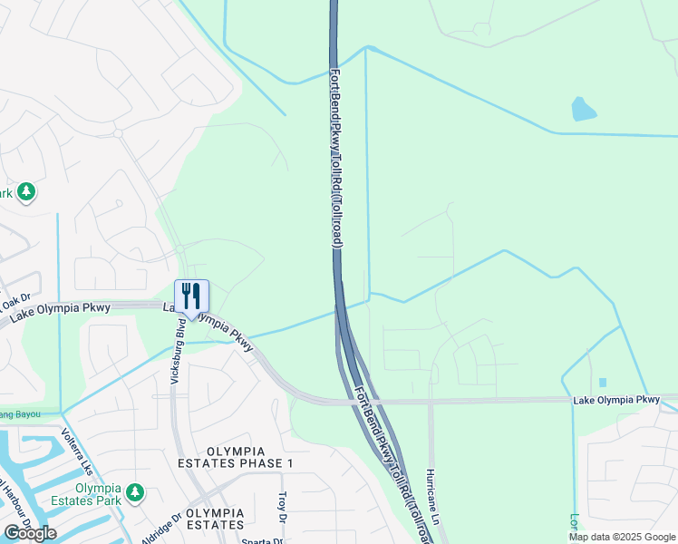map of restaurants, bars, coffee shops, grocery stores, and more near Fort Bend Parkway Toll Road in Missouri City