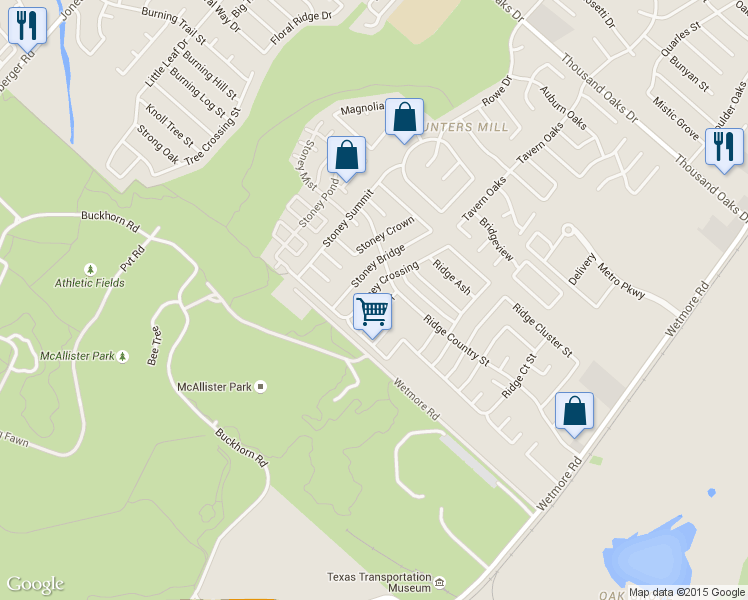 map of restaurants, bars, coffee shops, grocery stores, and more near 12058 Stoney Crossing in San Antonio