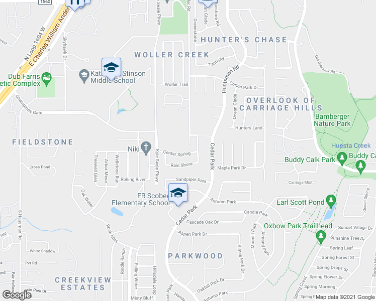 map of restaurants, bars, coffee shops, grocery stores, and more near 7819 Center Spring in San Antonio