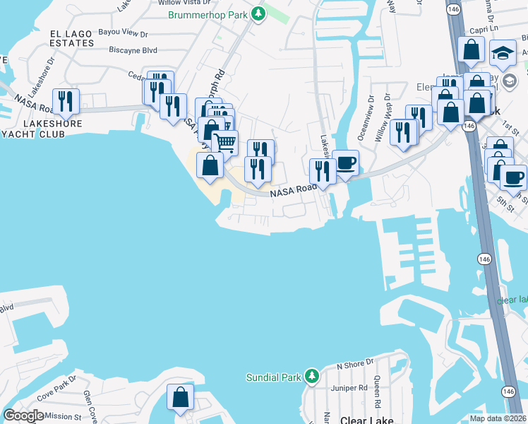 map of restaurants, bars, coffee shops, grocery stores, and more near 2914 Seargent Street in Seabrook