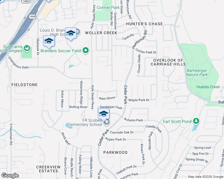 map of restaurants, bars, coffee shops, grocery stores, and more near 7819 Center Spring in San Antonio