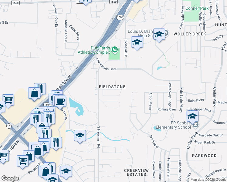 map of restaurants, bars, coffee shops, grocery stores, and more near 8518 Paloma Creek in San Antonio