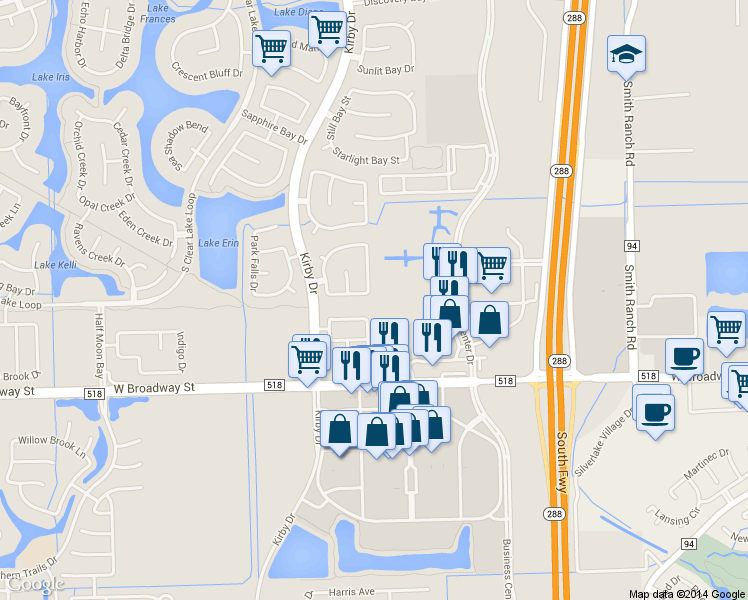 map of restaurants, bars, coffee shops, grocery stores, and more near 11302 Hidden Bay Drive in Pearland