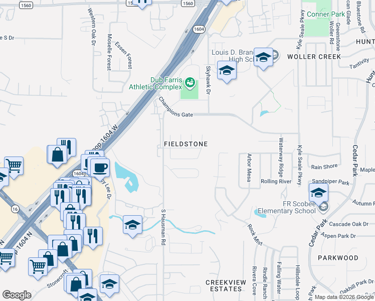 map of restaurants, bars, coffee shops, grocery stores, and more near 8518 Paloma Creek in San Antonio