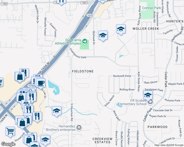 map of restaurants, bars, coffee shops, grocery stores, and more near 12426 Rio Paloma in San Antonio