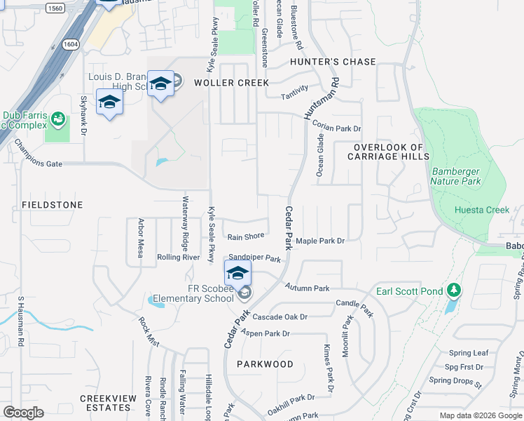 map of restaurants, bars, coffee shops, grocery stores, and more near 7819 Center Spring in San Antonio