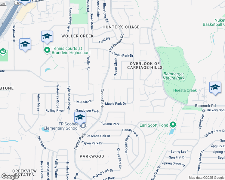 map of restaurants, bars, coffee shops, grocery stores, and more near 12843 Hunting Bear in San Antonio