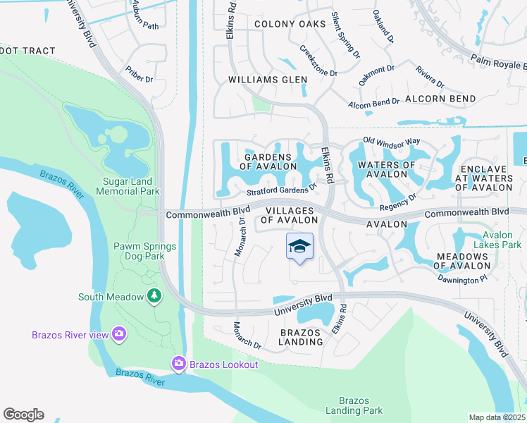 map of restaurants, bars, coffee shops, grocery stores, and more near 5914 Brook Bend Drive in Sugar Land