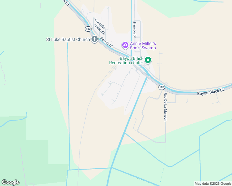 map of restaurants, bars, coffee shops, grocery stores, and more near 113-199 Bocage Drive in Houma
