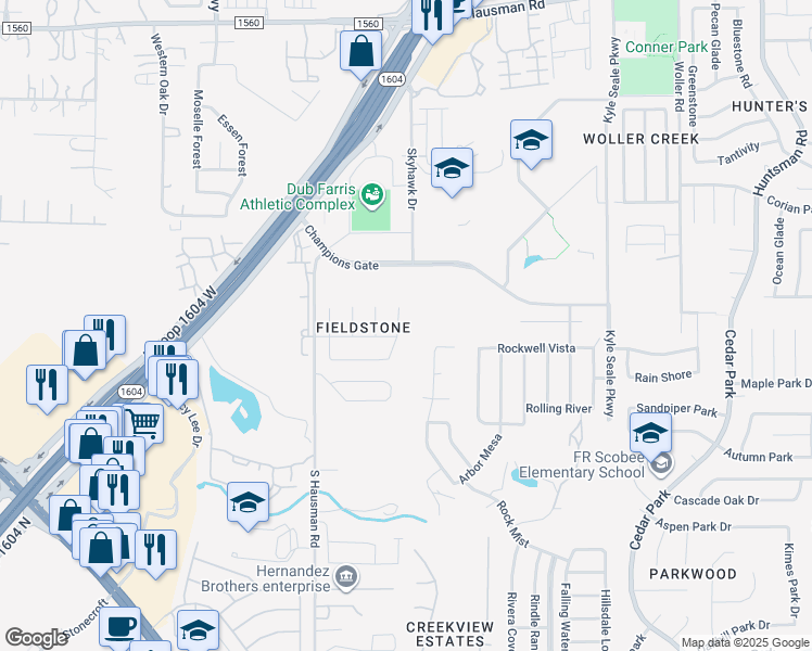 map of restaurants, bars, coffee shops, grocery stores, and more near 12426 Rio Paloma in San Antonio