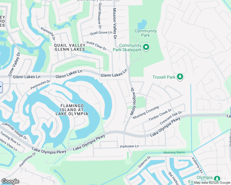 map of restaurants, bars, coffee shops, grocery stores, and more near 4226 Lakeshore Forest Drive in Missouri City