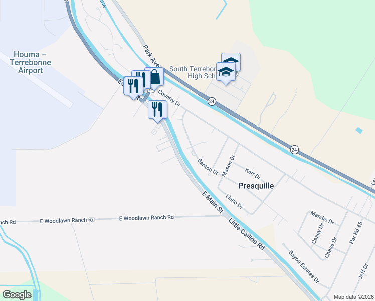 map of restaurants, bars, coffee shops, grocery stores, and more near 3922-3998 Benton Drive in Terrebonne