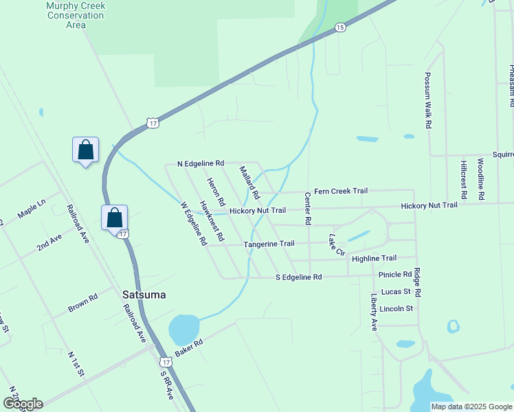 map of restaurants, bars, coffee shops, grocery stores, and more near 115 Mallard Road in Satsuma