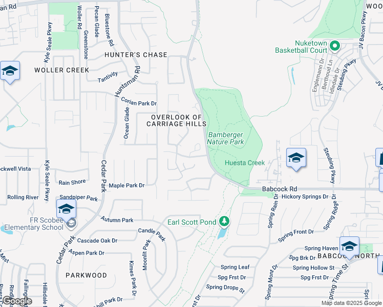 map of restaurants, bars, coffee shops, grocery stores, and more near 7307 Carriage View in San Antonio