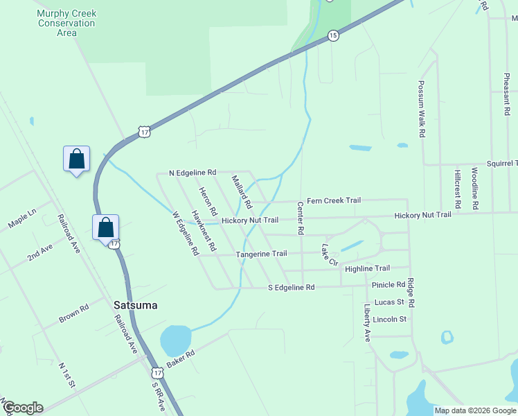 map of restaurants, bars, coffee shops, grocery stores, and more near 319 Fern Creek Trail in Satsuma