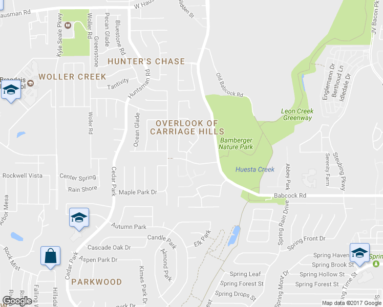 map of restaurants, bars, coffee shops, grocery stores, and more near 7307 Carriage View in San Antonio