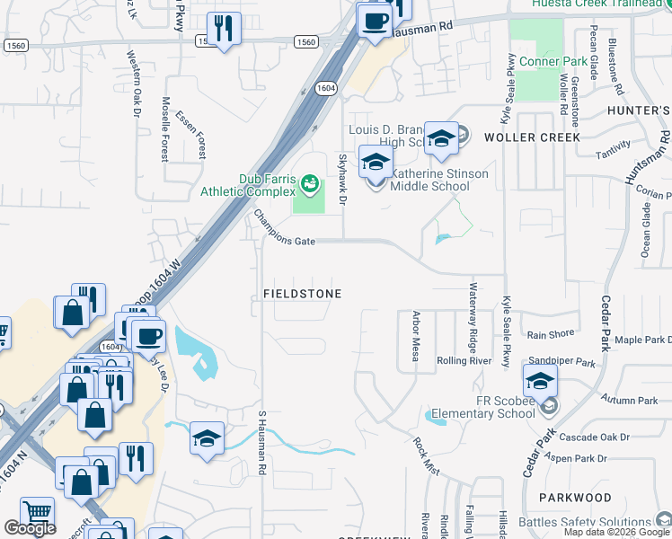 map of restaurants, bars, coffee shops, grocery stores, and more near 12534 Rio Paloma in San Antonio