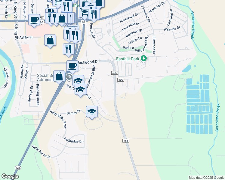 map of restaurants, bars, coffee shops, grocery stores, and more near 764 Farm to Market 466 in Seguin