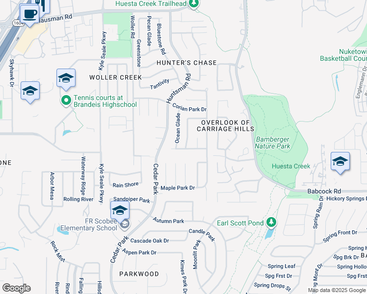 map of restaurants, bars, coffee shops, grocery stores, and more near 12903 Hunters Moon in San Antonio