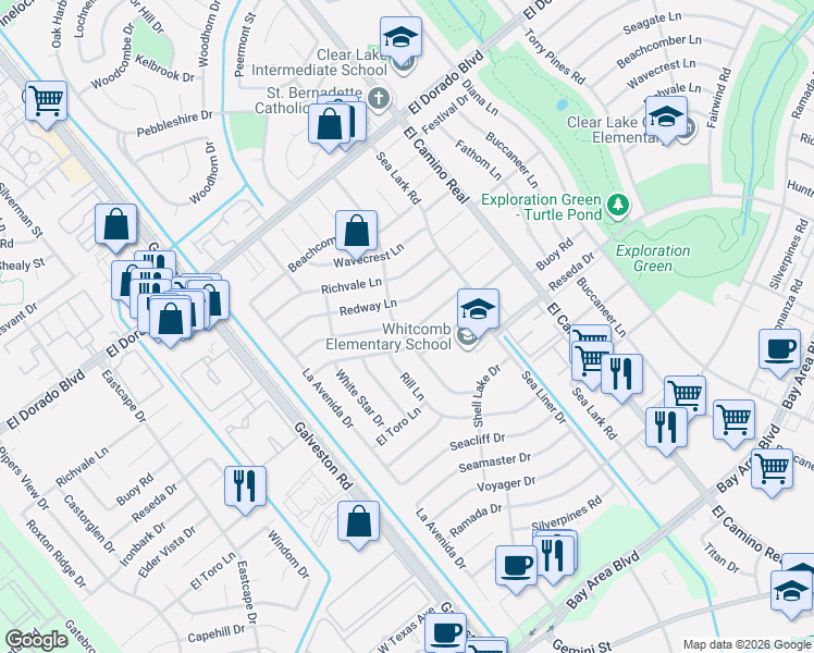 map of restaurants, bars, coffee shops, grocery stores, and more near 910 Buoy Road in Houston