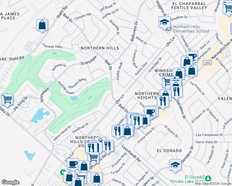 map of restaurants, bars, coffee shops, grocery stores, and more near 4502 Oak Wind Street in San Antonio