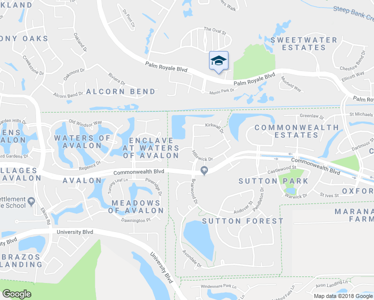 map of restaurants, bars, coffee shops, grocery stores, and more near 4907 Canterbury Lane in Sugar Land