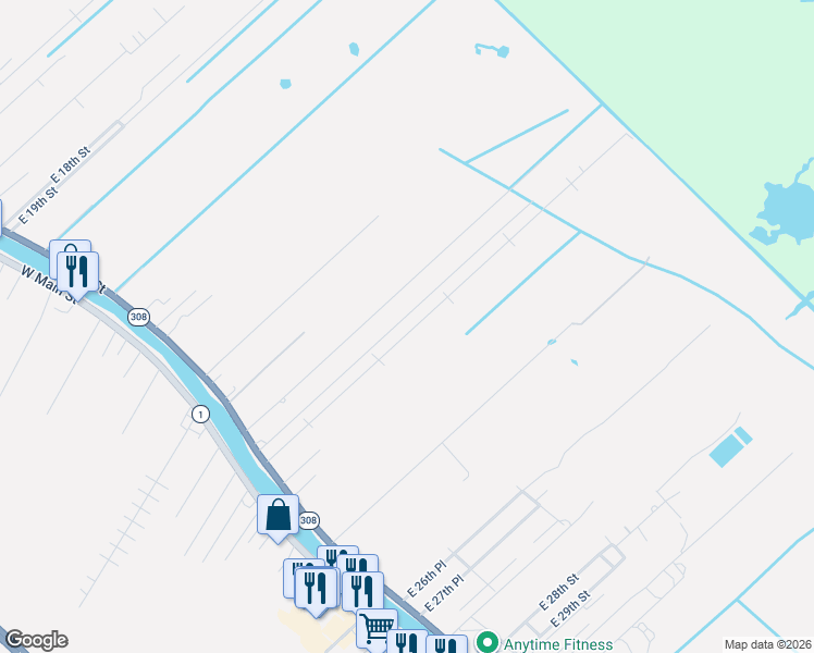 map of restaurants, bars, coffee shops, grocery stores, and more near East 25th Street in Larose
