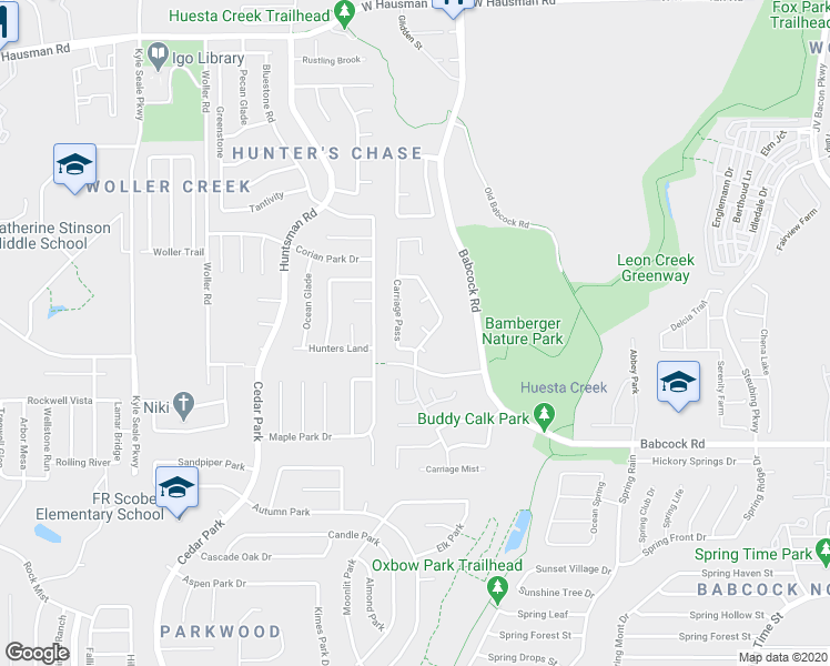 map of restaurants, bars, coffee shops, grocery stores, and more near 7306 Carriage Path in San Antonio