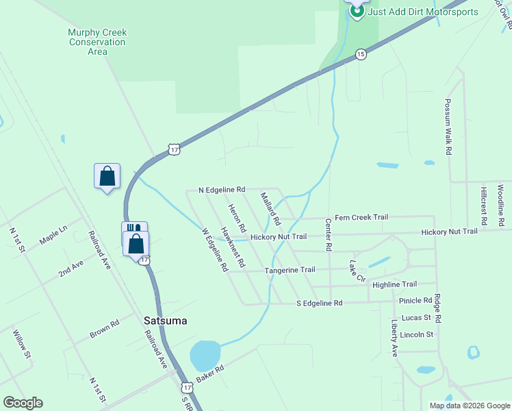 map of restaurants, bars, coffee shops, grocery stores, and more near 101 Coot Road in Satsuma