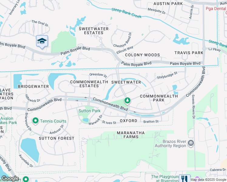 map of restaurants, bars, coffee shops, grocery stores, and more near 66 Hessenford Street in Sugar Land