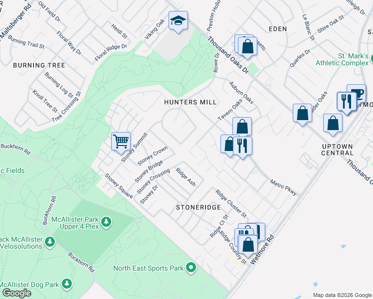 map of restaurants, bars, coffee shops, grocery stores, and more near 12210 Victory Palm in San Antonio