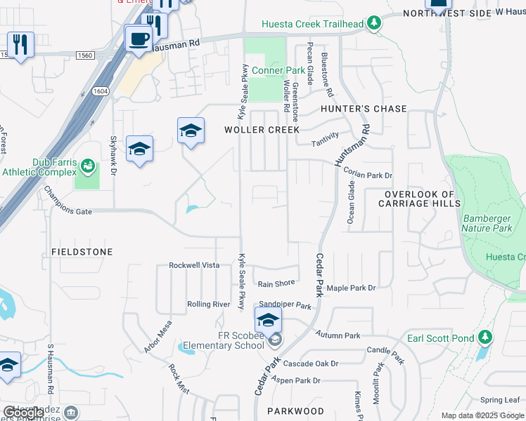 map of restaurants, bars, coffee shops, grocery stores, and more near 12687 Woller Road in San Antonio