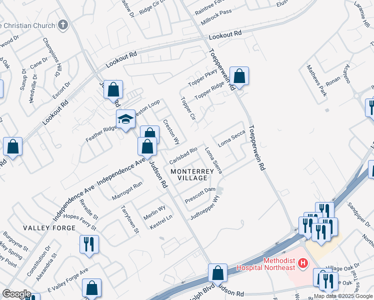 map of restaurants, bars, coffee shops, grocery stores, and more near 111 Independence Avenue in San Antonio