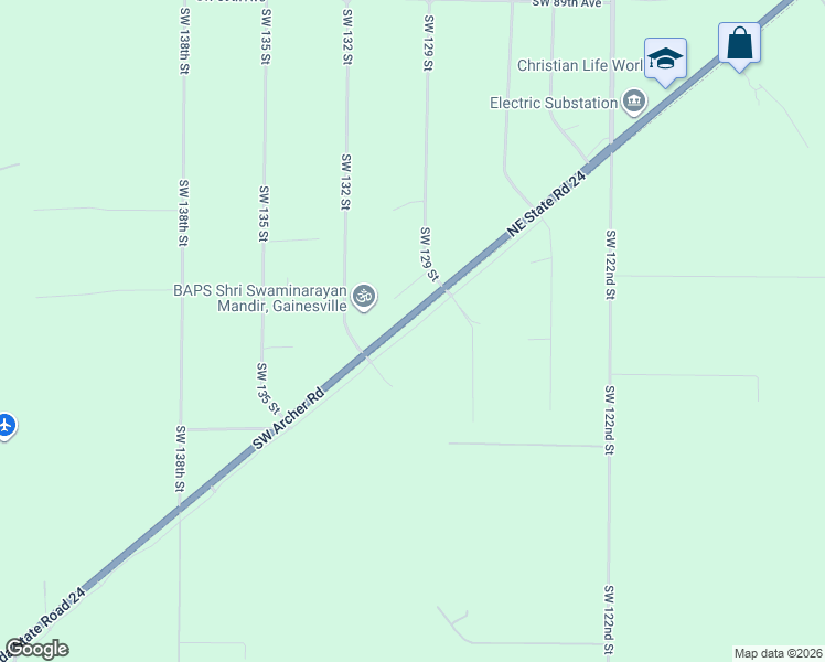 map of restaurants, bars, coffee shops, grocery stores, and more near 12928 Southwest Archer Road in Archer