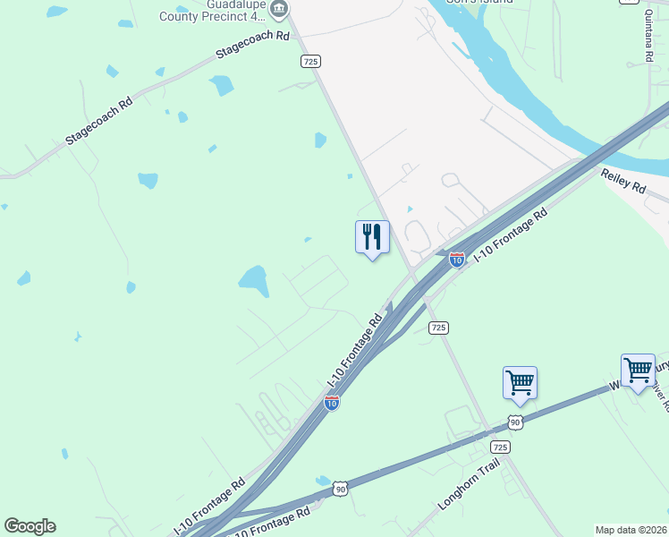 map of restaurants, bars, coffee shops, grocery stores, and more near 3058 Interstate 10 Frontage Road in Seguin