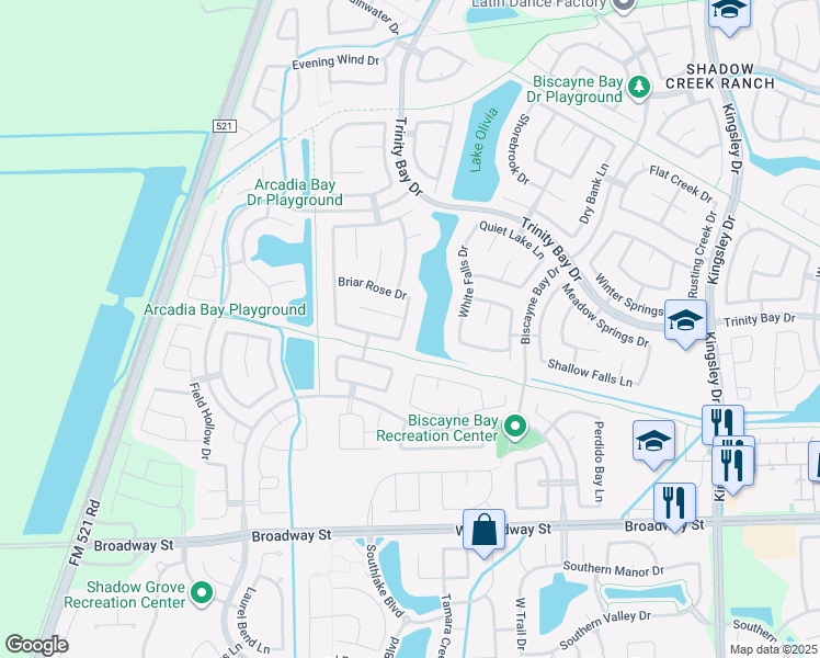 map of restaurants, bars, coffee shops, grocery stores, and more near 13502 Wild Lilac Court in Pearland