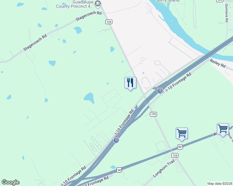 map of restaurants, bars, coffee shops, grocery stores, and more near 3058 Interstate 10 Frontage Road in Seguin