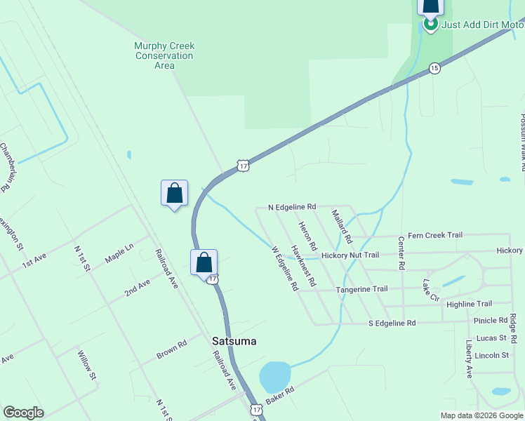 map of restaurants, bars, coffee shops, grocery stores, and more near 264 West Edgeline Road in Satsuma