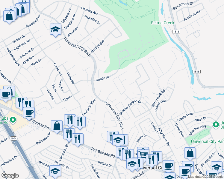 map of restaurants, bars, coffee shops, grocery stores, and more near 13439 Blackstone in Universal City